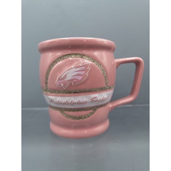 NFL Philadelphia Eagles Coffee Mug, Pink & Gold Glitter Band 14 oz Mug - Picture 1 of 6